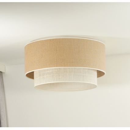 Duolla - Plafón YUTE BOHO 3xE27/15W/230V diá. 60 cm marrón/color crema