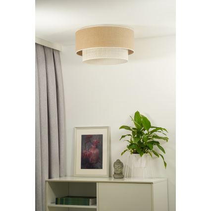 Duolla - Plafón YUTE BOHO 3xE27/15W/230V diá. 60 cm marrón/color crema