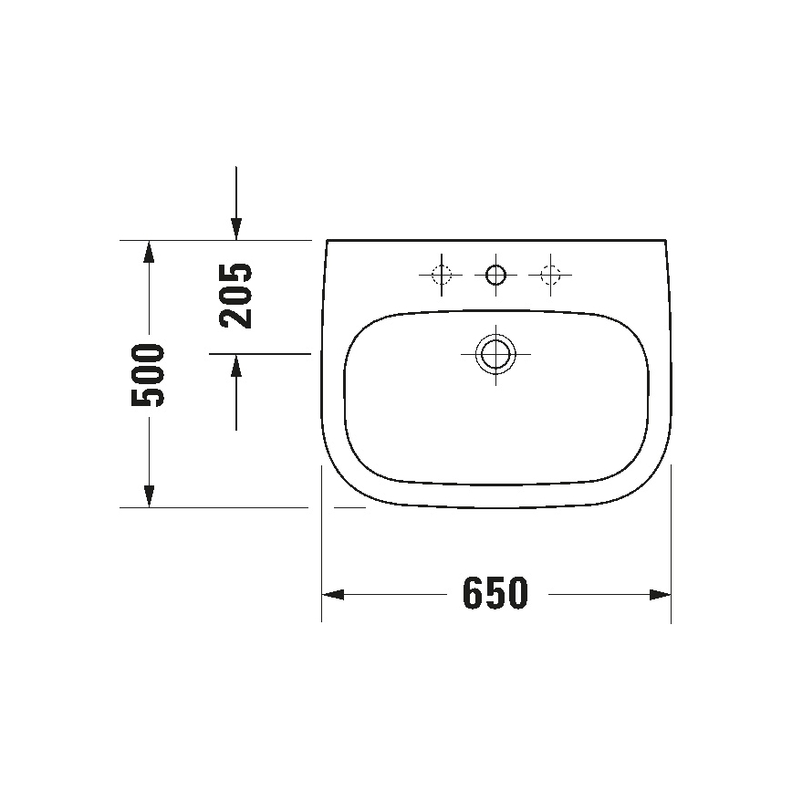 Duravit 23106500002 - Lavabo mural D-CODE 65 x 50 cm, cerámica, blanco brillante