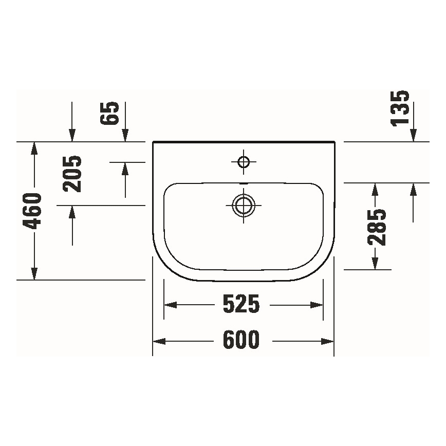 Duravit 23986000002 - Lavabo suspendido D-CODE 60x46 cm cerámica/blanco brillante