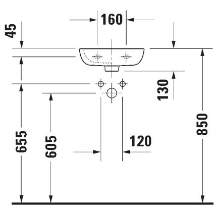 Duravit 7053600082 - Lavabo suspendido D-CODE 36x27 cm cerámica/blanco brillante