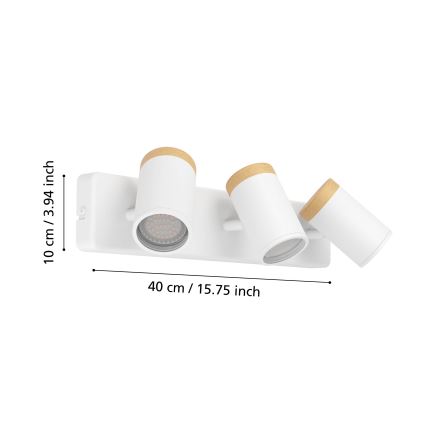 Eglo - Foco de baño 3xGU10/3W/230V IP44 blanco/beige