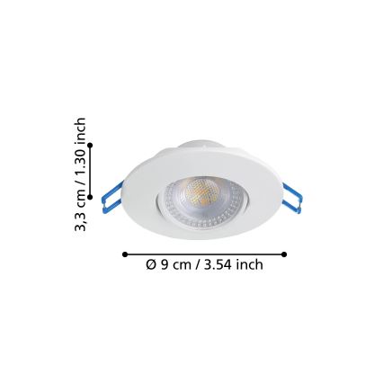 Eglo - Juego de 7 focos empotrables LED / 4,9 W / 230 V / 2700/4000/6500 K / Ø 9 cm / blanco