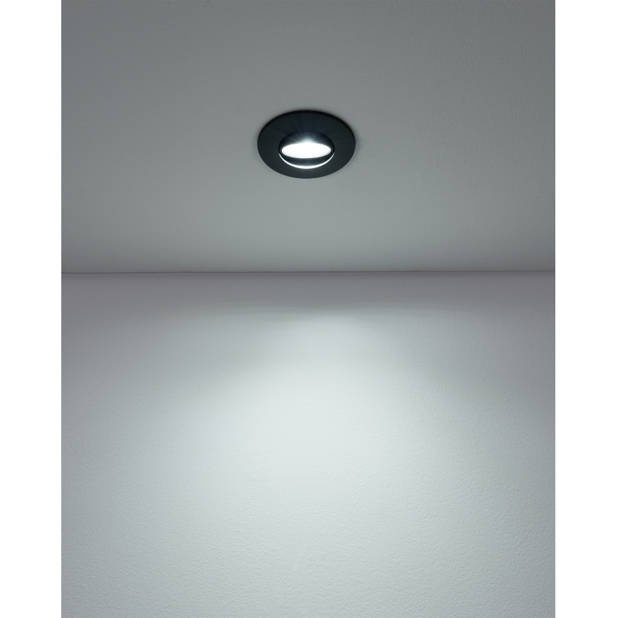 Eglo - Pack de 10 luminarias empotrables LED, 4,9 W, 230 V, selección de temperatura 2700/4000/6500 K, Ø 9 cm, negro