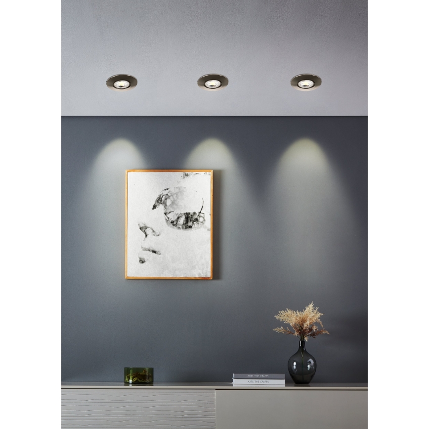 Eglo - Pack de 10 downlights empotrables LED/4,9W/230V 2700/4000/6500K Ø 9 cm cromo mate