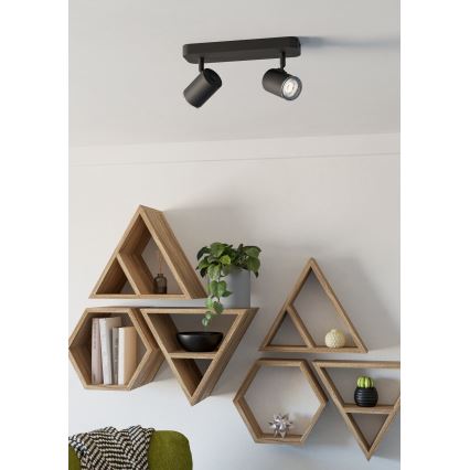 Eglo - Foco de baño 2x GU10/5W/230V IP44 negro