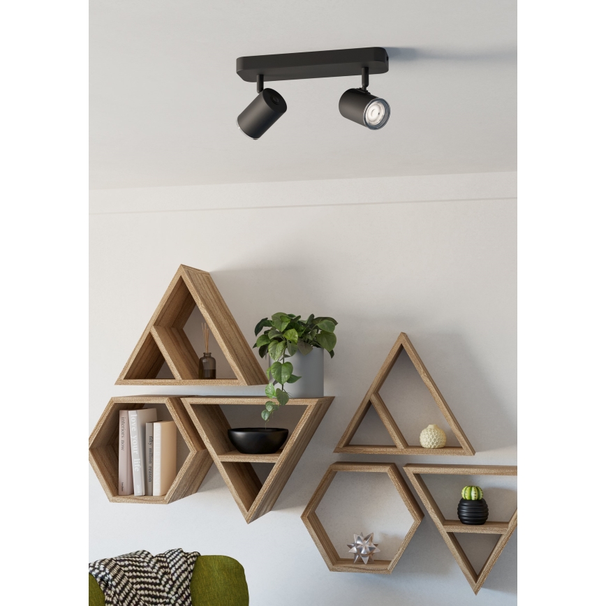 Eglo - Foco de baño 2x GU10/5W/230V IP44 negro