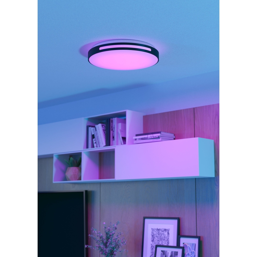 Eglo 300687 - Luminaria de techo LED RGBW regulable MONTEGRANARO-Z LED/18,5W/230V 2700-6500K Ø 39,4 cm negra + mando a distancia