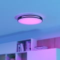 Eglo 300687 - Luminaria de techo LED RGBW regulable MONTEGRANARO-Z LED/18,5W/230V 2700-6500K Ø 39,4 cm negra + mando a distancia