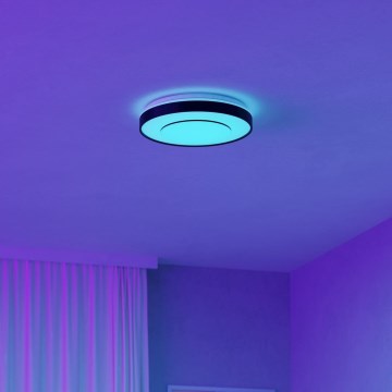 Eglo 300688 - Lámpara de techo LED RGBW regulable MONTERIGGIONI-Z LED/18,5W/230V 2700-6500K Ø 38,4 cm negra + mando a distancia