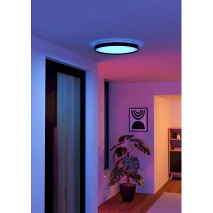 Eglo 300692- LED RGBW Lámpara de techo regulable MOZONCILLO-Z LED/28,3W/230V 2700-6500K pr. 48,4 cm negra + mando a distancia