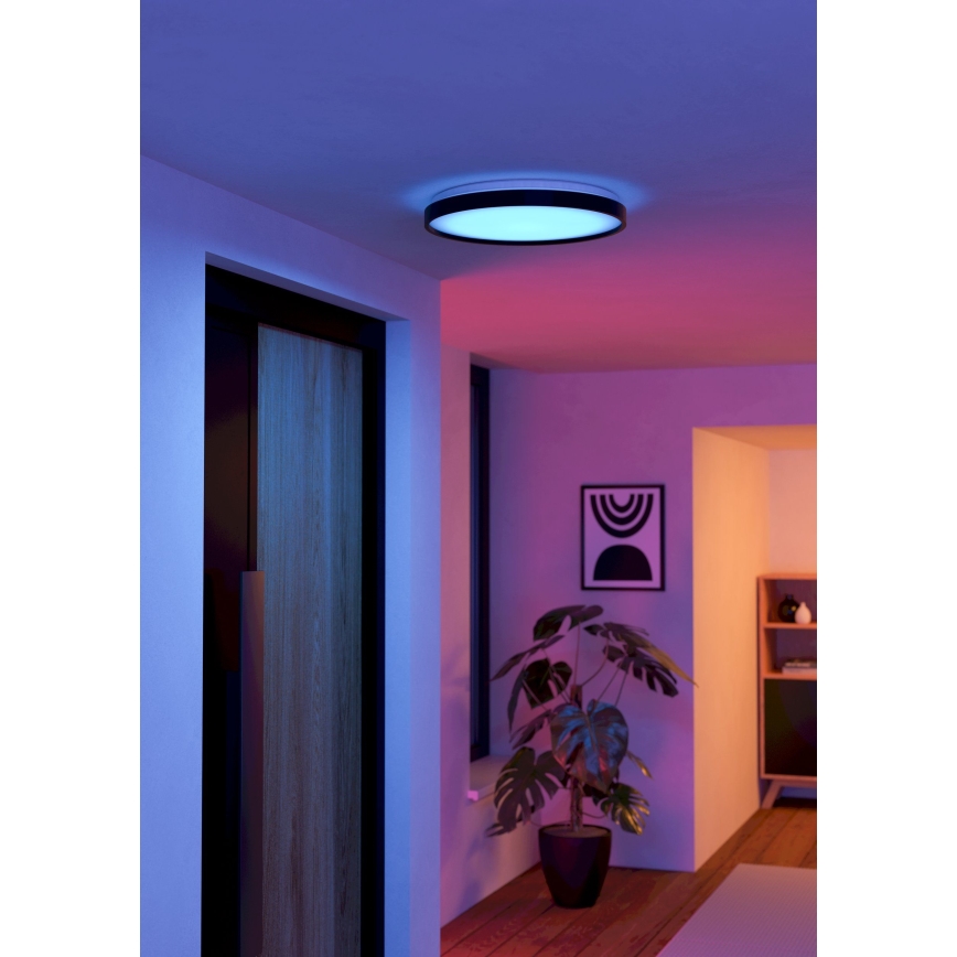 Eglo 300692- LED RGBW Lámpara de techo regulable MOZONCILLO-Z LED/28,3W/230V 2700-6500K pr. 48,4 cm negra + mando a distancia
