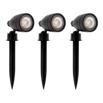 Eglo 31028 - Pack de 3 lámparas LED RGBW para exterior NEMA-C 1xGU10/5W/230V 2700-6500K IP44 negras + mando a distancia