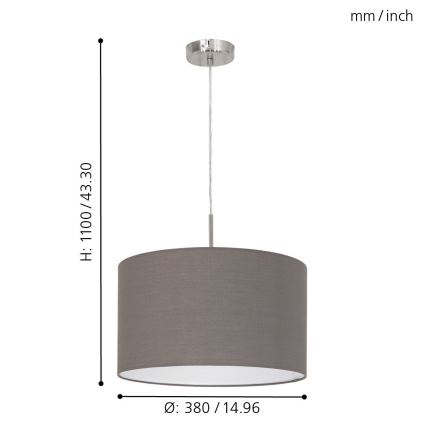 Eglo Lámpara colgante con cable E27/60W/230V