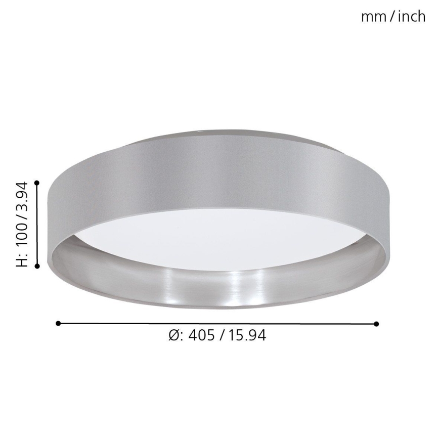 Eglo 31623 - Lámpara de techo LED MASERLO, 16W/230V, 3000K, diámetro 40,5 cm, gris/plateado