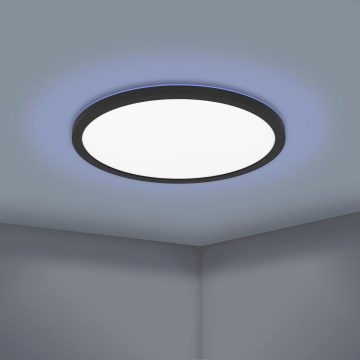 Eglo 31704 - Luminaria de techo LED RGBW regulable ROVITO-Z 1xLED/16,5W/230V 2700-6500K diámetro 42 cm negro + mando a distancia