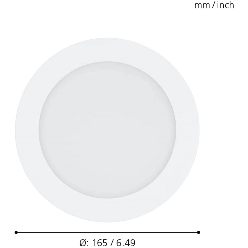 Eglo 31742 - FUEVA-Z luminaria empotrada LED regulable para baño, 10,5W, 230V, 2700-6500K, IP44, blanco, Ø 16,5 cm