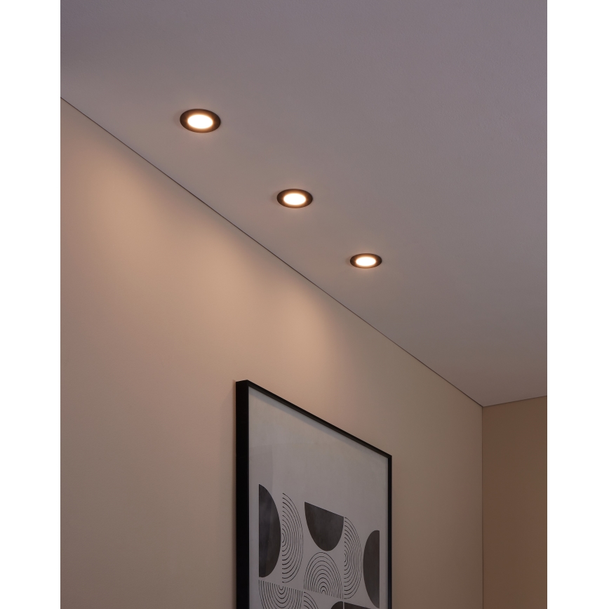 Eglo 31743 - Juego de 3 luminarias empotradas LED regulables para baño FUEVA-Z LED/2,8W/230V 2700-6500 IP44 negro diámetro 8,5 cm