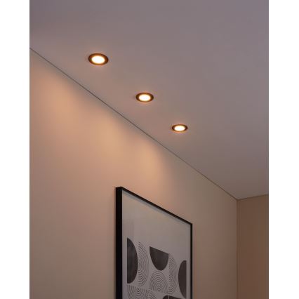 Eglo 31743 - Juego de 3 luminarias empotradas LED regulables para baño FUEVA-Z LED/2,8W/230V 2700-6500 IP44 negro diámetro 8,5 cm