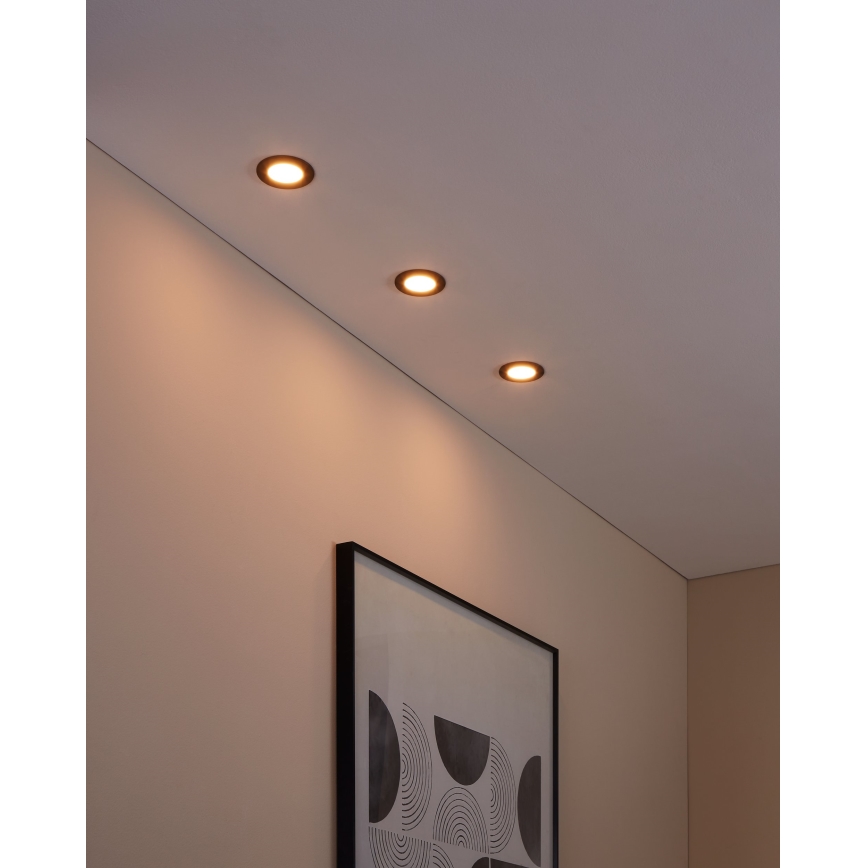 Eglo 31743 - Juego de 3 luminarias empotradas LED regulables para baño FUEVA-Z LED/2,8W/230V 2700-6500 IP44 negro diámetro 8,5 cm