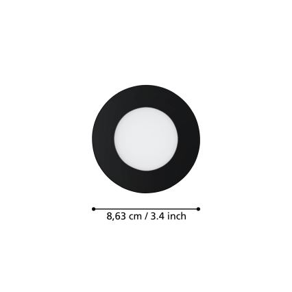 Eglo 31743 - Juego de 3 luminarias empotradas LED regulables para baño FUEVA-Z LED/2,8W/230V 2700-6500 IP44 negro diámetro 8,5 cm