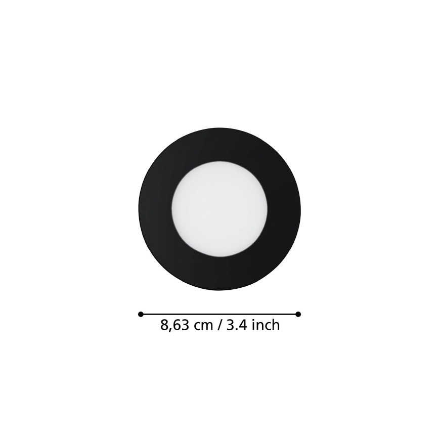Eglo 31743 - Juego de 3 luminarias empotradas LED regulables para baño FUEVA-Z LED/2,8W/230V 2700-6500 IP44 negro diámetro 8,5 cm