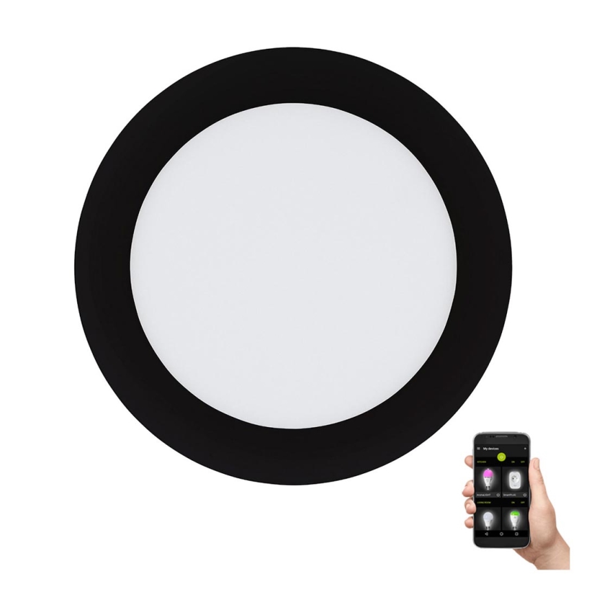 Eglo 31744 - Foco empotrado LED regulable para baño FUEVA-Z LED/10,5W/230V 2700-6500K IP44 negro, diámetro 16,5 cm
