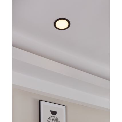 Eglo 31744 - Foco empotrado LED regulable para baño FUEVA-Z LED/10,5W/230V 2700-6500K IP44 negro, diámetro 16,5 cm