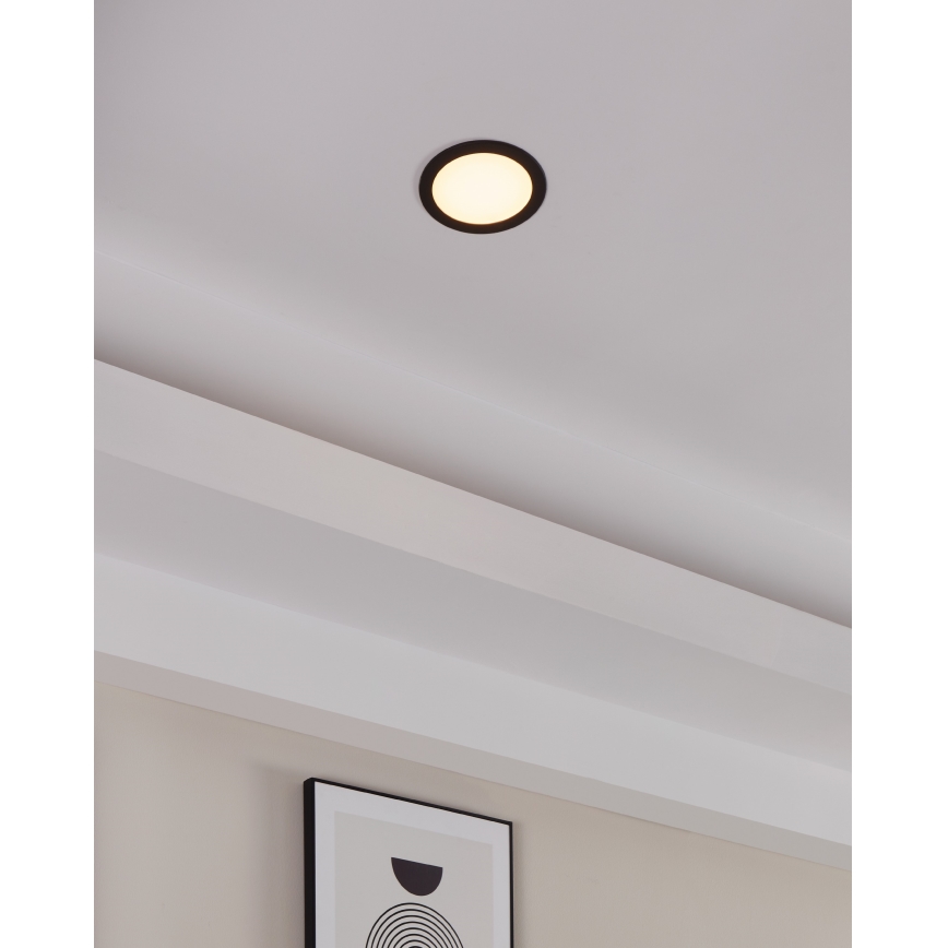 Eglo 31744 - Foco empotrado LED regulable para baño FUEVA-Z LED/10,5W/230V 2700-6500K IP44 negro, diámetro 16,5 cm