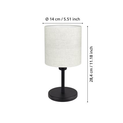 Eglo - Lámpara de mesa 1xE14/40W/230V crema/negra