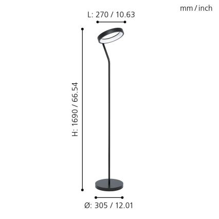 Eglo 32327 - Lámpara de pie regulable LED RGBW MARGHERA-C LED/15,5W/230V 2700-6500K negra