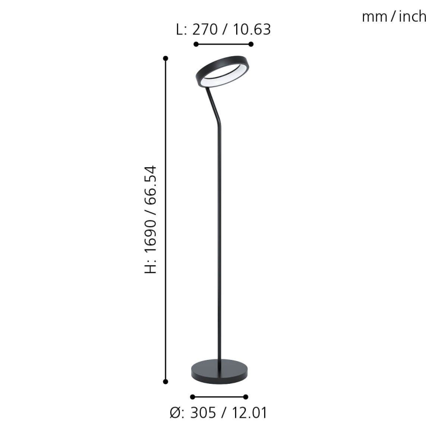 Eglo 32327 - Lámpara de pie regulable LED RGBW MARGHERA-C LED/15,5W/230V 2700-6500K negra