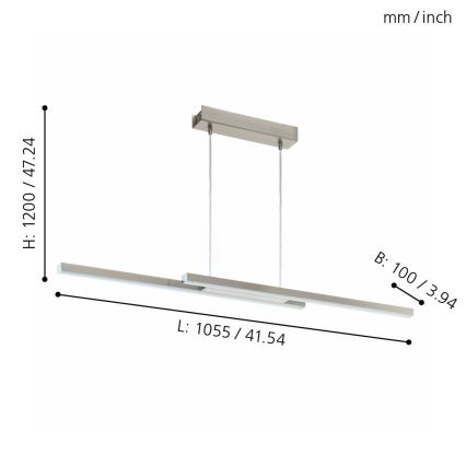Eglo 33232 - Lámpara colgante LED RGBW regulable con cable FRAIOLI-C LED/34W/230V cromo mate