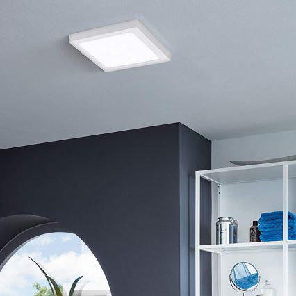 Eglo 33316 - Plafón LED RGBW regulable FUEVA-C LED/15,6W/230V 2700-6500K 22,5x22,5 cm blanco