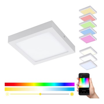 Eglo 33316 - Plafón LED RGBW regulable FUEVA-C LED/15,6W/230V 2700-6500K 22,5x22,5 cm blanco