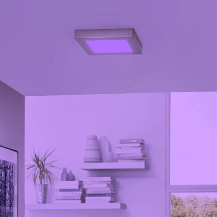 Eglo 33319 - Plafón LED RGBW regulable FUEVA-C LED/15,6W/230V 2700-6500K 22,5x22,5 cm cromo mate