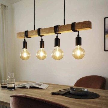 Eglo 33378 - Lámpara de araña LED con cable TOWNSHEND 4xE27/4W/230V 2200K beige/negro