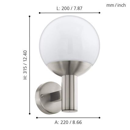 Eglo 33564 - Aplique de pared exterior NISIA-C LED/9W/230V IP44