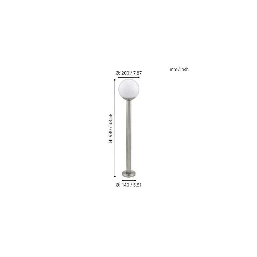 Eglo 33566 - Lámpara exterior LED regulable NISIA-C 1xE27/9W/230V 980 mm IP44