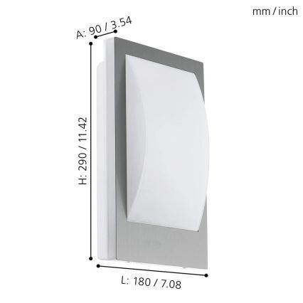 Eglo 33569 - Aplique LED de pared exterior VERRES-C 1xE27/9W/230V IP44 cromo mate
