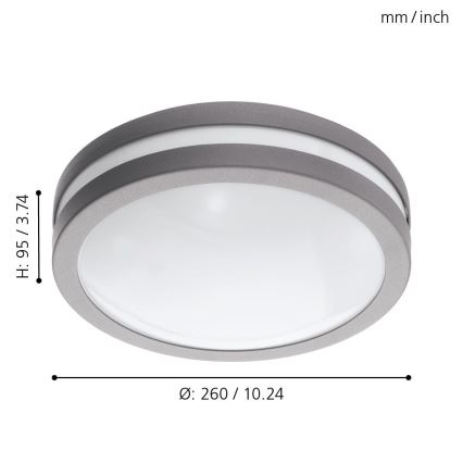 Eglo 33572 - Luminaria de techo para baño LED regulable LOCANA-C LED/14W/230V IP44 plateada