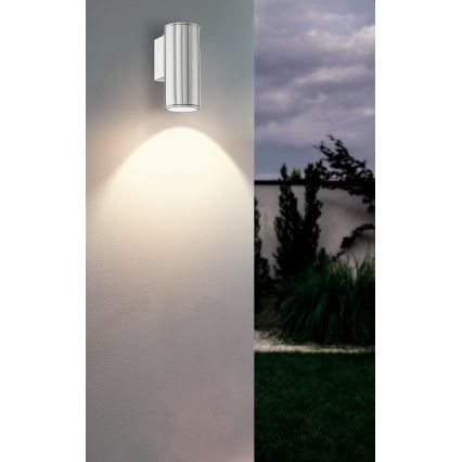Eglo 33581 - Aplique de pared exterior LED RGBW regulable RIGA 1xGU10/5W/230V 2700-6500K IP44 cromo mate