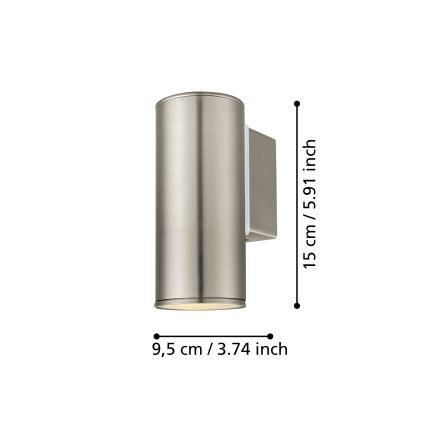 Eglo 33581 - Aplique de pared exterior LED RGBW regulable RIGA 1xGU10/5W/230V 2700-6500K IP44 cromo mate