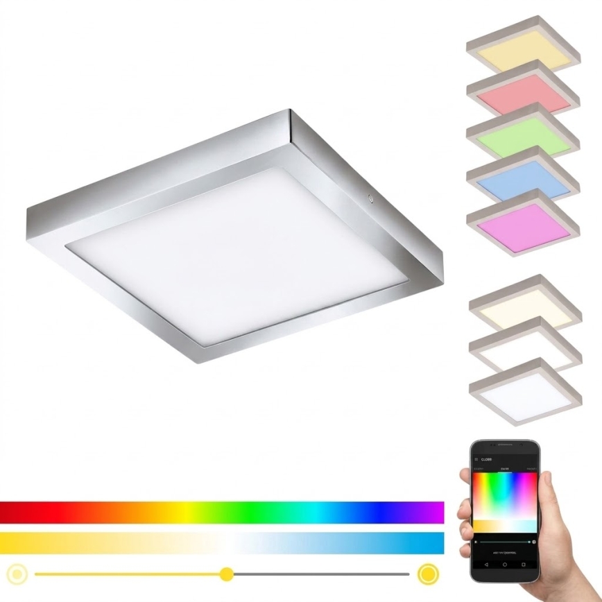 Eglo 33668-LED RGBW Luminaria de baño regulable FUEVA-C 21W/230V 2700-6500K 30x30cm IP44