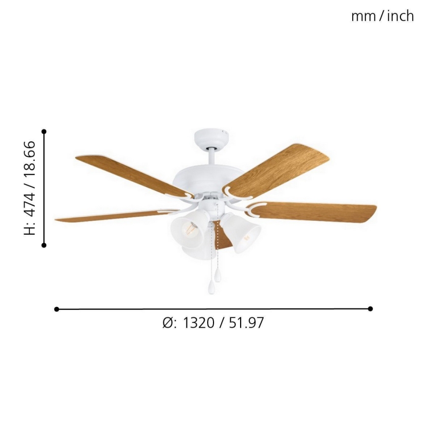 Eglo 35076 - Ventilador de techo LAS PALMAS 3xE27/40W/230V marrón