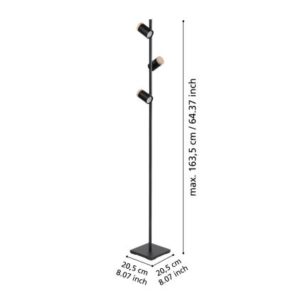 Eglo - Lámpara LED de pie 3xGU10/4,5W/230V 3000K negro/marrón