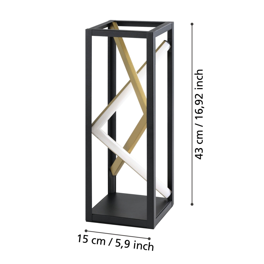 Eglo - Lámpara de mesa LED regulable LED/21W/230V 2700-6500K negro/dorado + control remoto