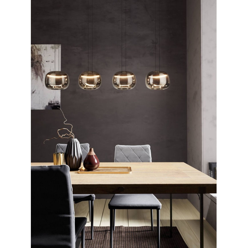 Eglo - Lámpara colgante LED regulable con cable 4xLED/5,8W/230V negra/ahumada