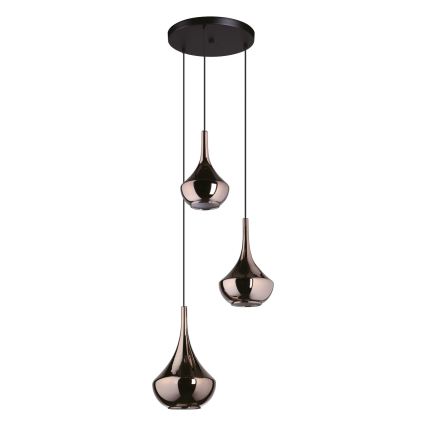 Eglo - Lámpara colgante de cable 3xE27/28W/230V acabado en cobre