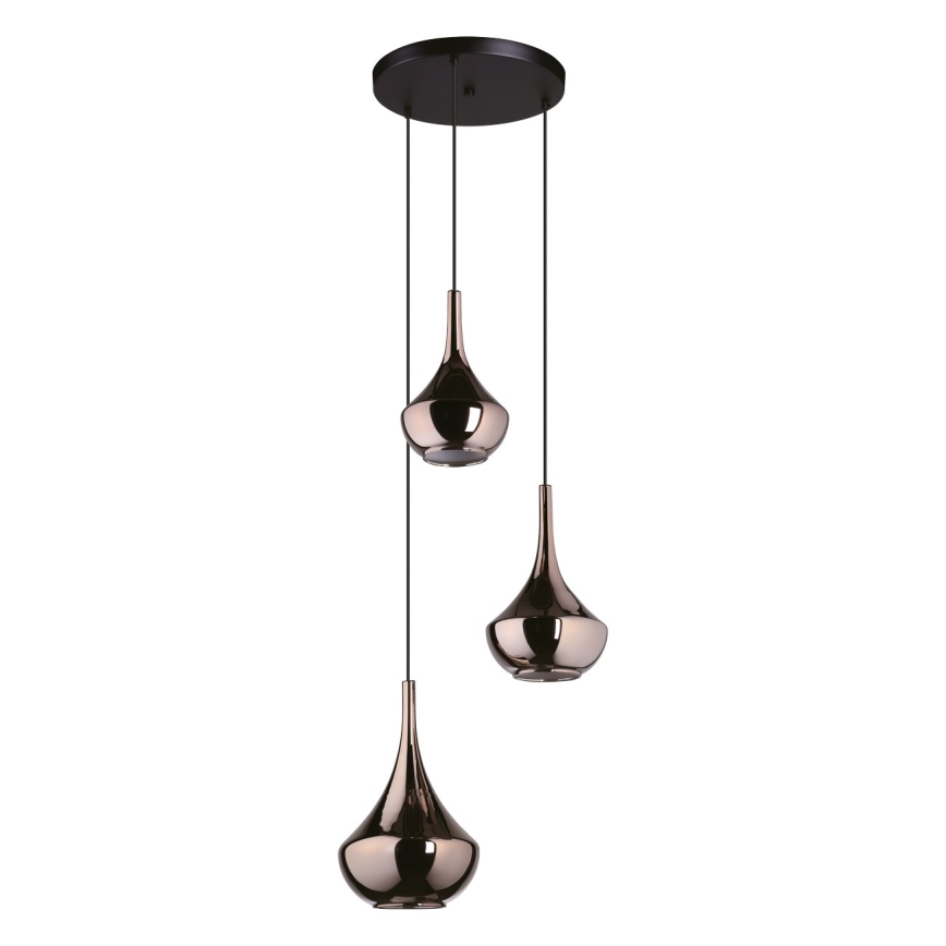 Eglo - Lámpara colgante de cable 3xE27/28W/230V acabado en cobre